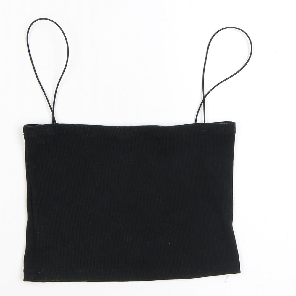 Womens UK Size L Pull&Bear Black Cropped Tank