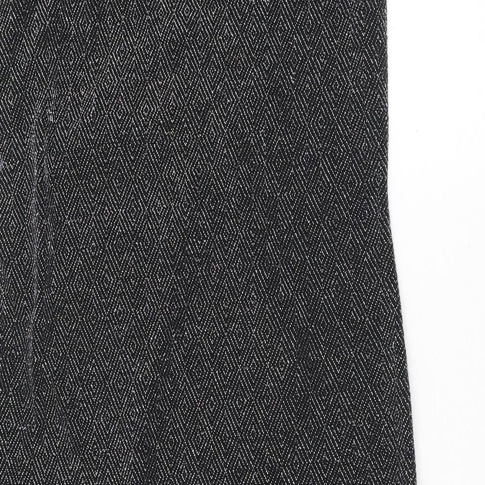 Izabel London Womens Silver Geometric Nylon Tank Dress Size 14 Round Neck Pullover - Sparkle