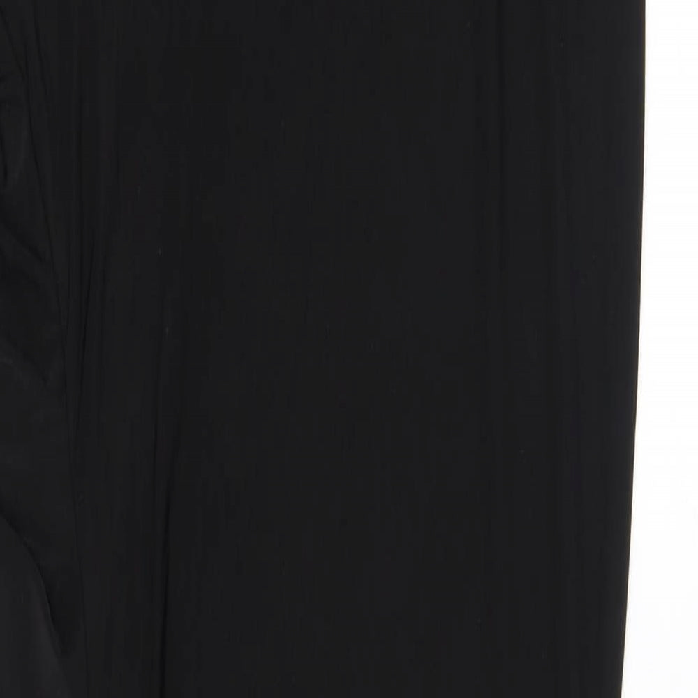PRETTYLITTLETHING Womens Black Polyester Maxi Size 12 Off the Shoulder Pullover - Ruffled Hem
