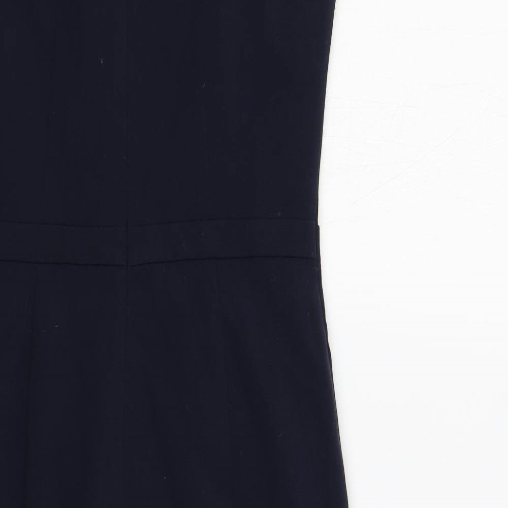 Marks and Spencer Womens Blue Polyester Pencil Dress Size 8 Boat Neck Zip