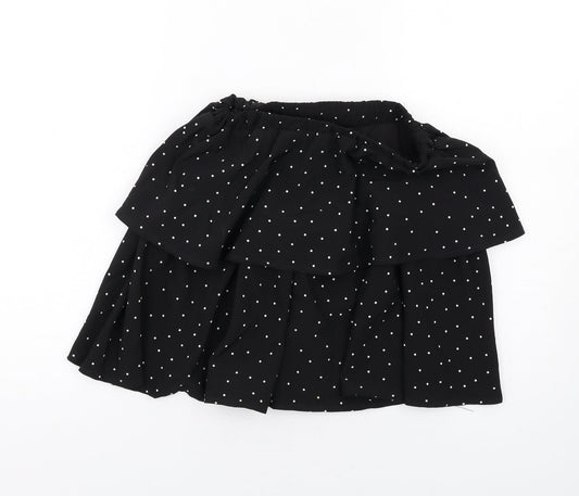 Additional front view of In the Style women’s black polka dot polyester a-line skirt, size UK 8