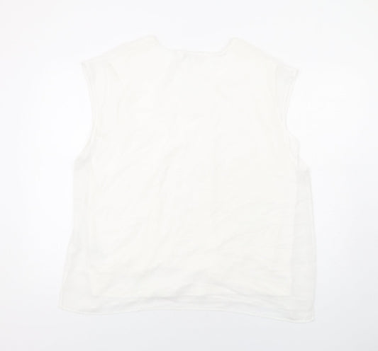 NEXT Womens White Viscose Basic Blouse Size 20 Round Neck
