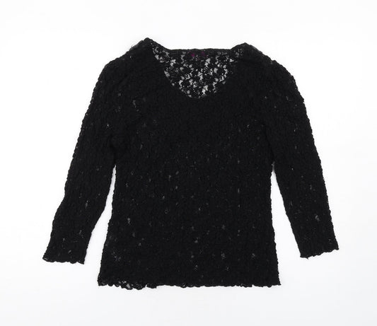 Womens UK Size 14 Per Una Black Basic T-Shirt