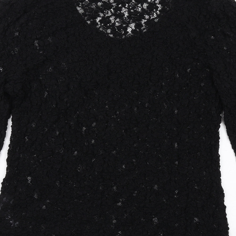Womens UK Size 14 Per Una Black Basic T-Shirt