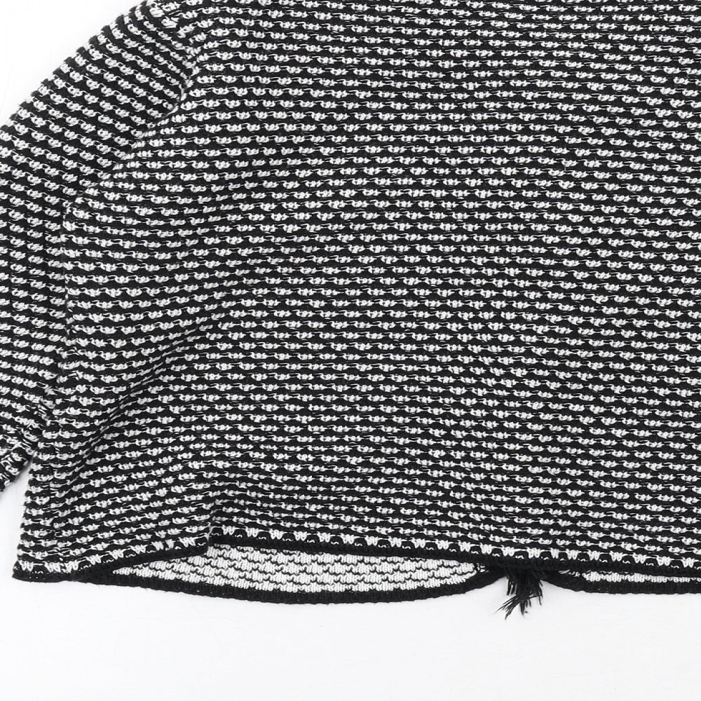 James Lakeland Womens Black Geometric Jacket Size 14 Hook & Eye