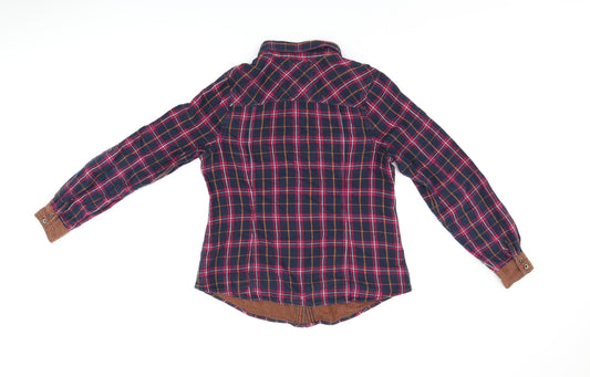 Falmer Heritage Womens Blue Plaid Cotton Basic Button-Up Size 12 Collared