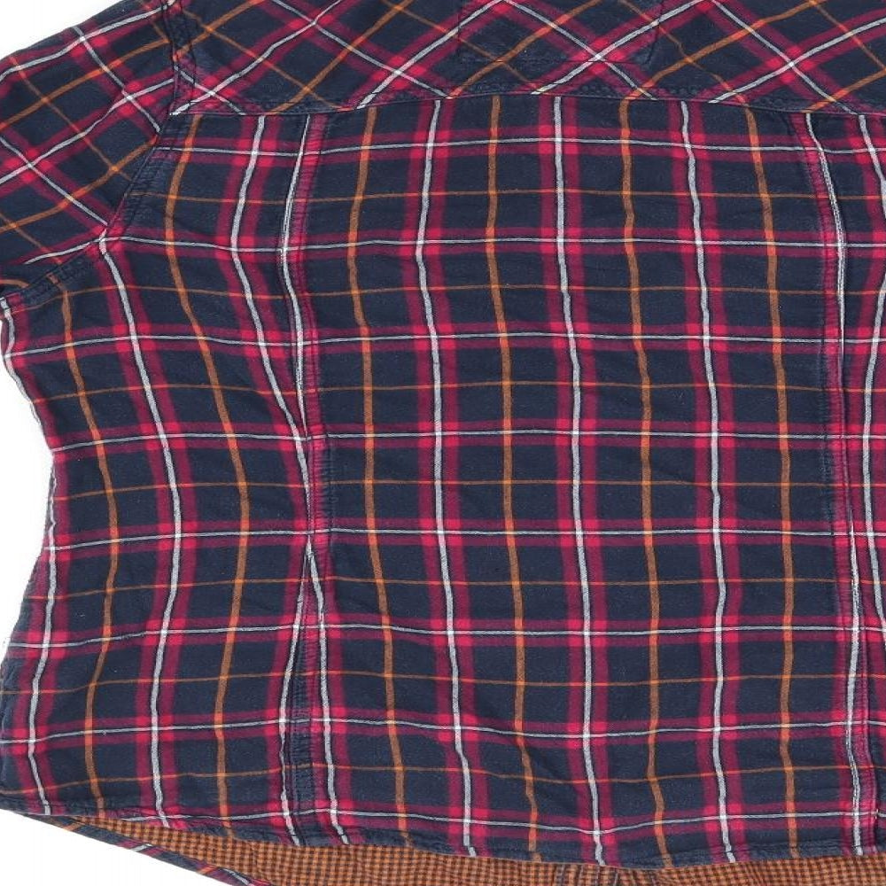 Falmer Heritage Womens Blue Plaid Cotton Basic Button-Up Size 12 Collared