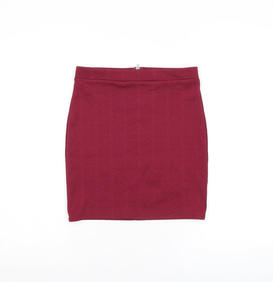Miss Selfridge Womens Red Polyester Mini Skirt Size 8 Zip