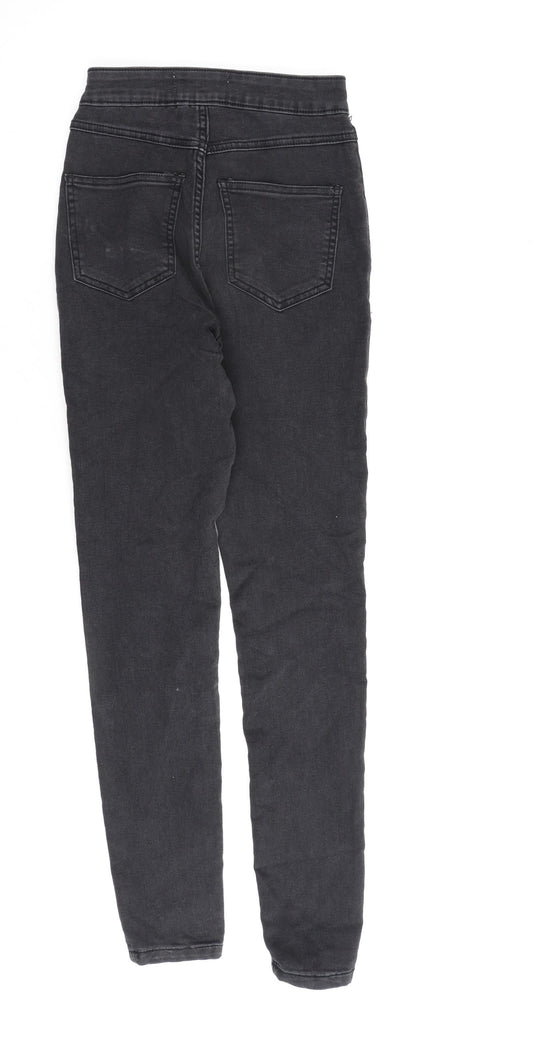 New Look Womens Grey Cotton Skinny Jeans Size 8 L28 in Regular Zip