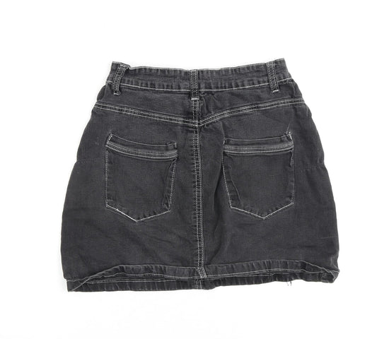 Nasty Gal Womens Grey Cotton A-Line Skirt Size 8 Zip