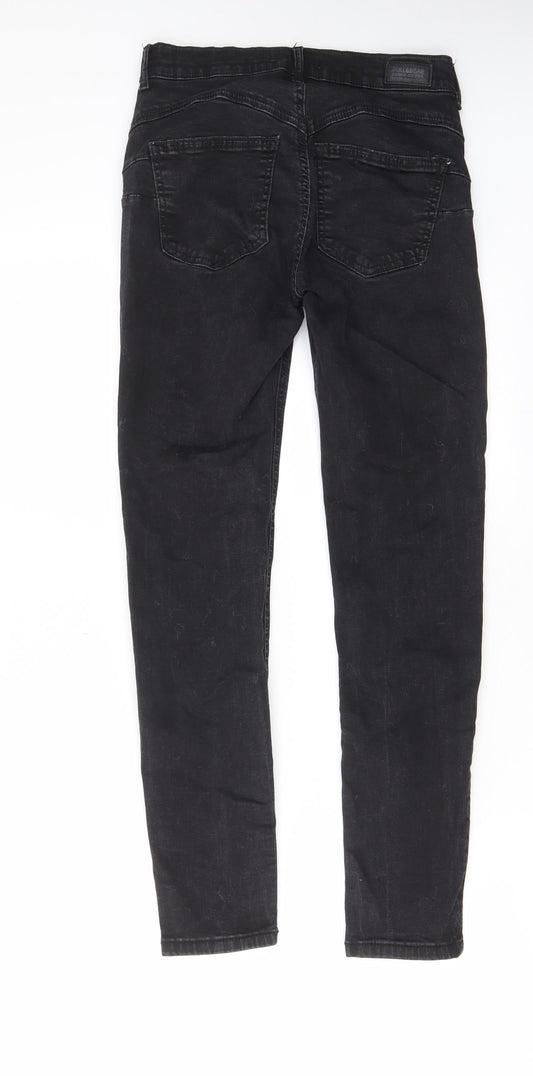 Pull&Bear Womens Black Cotton Skinny Jeans Size 10 L26 in Regular Zip - Pockets