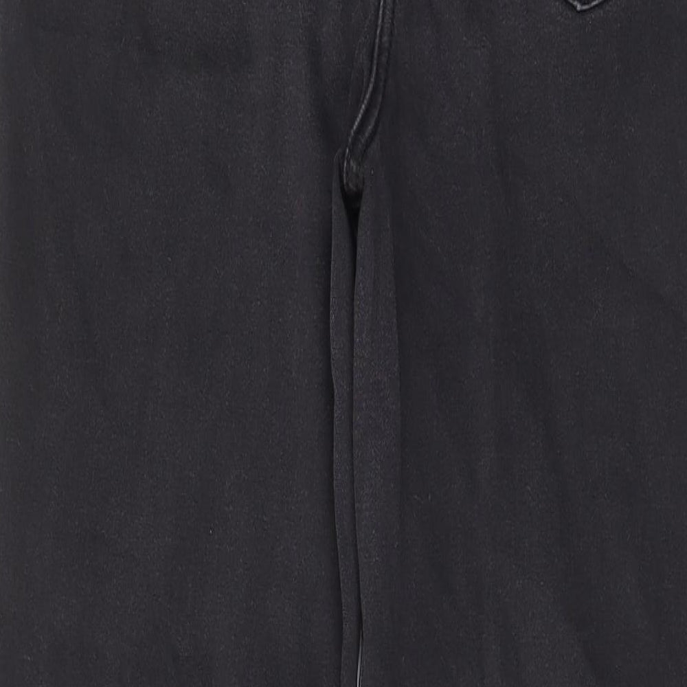 Per Una Womens Grey Cotton Straight Jeans Size 12 L27 in Regular Zip - Pockets, Studded