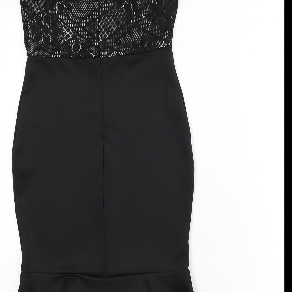 AX Paris Womens Black Polyester Mermaid Size 8 Round Neck Zip - Lace Overlay