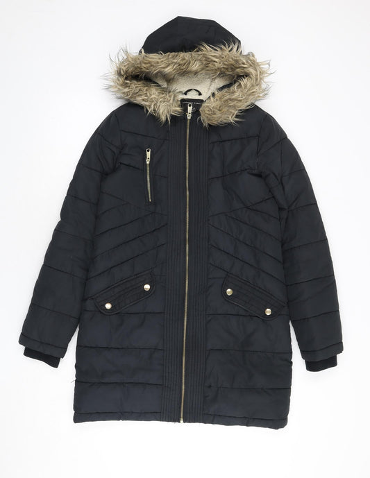 Womens UK Size 8 Dorothy Perkins Black Parka Coat