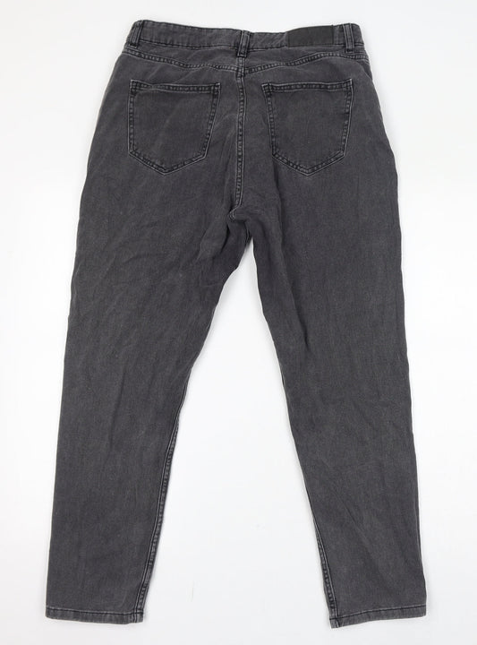 Noisy may Womens Grey Cotton Mom Jeans Size 30 L32 in Regular Zip