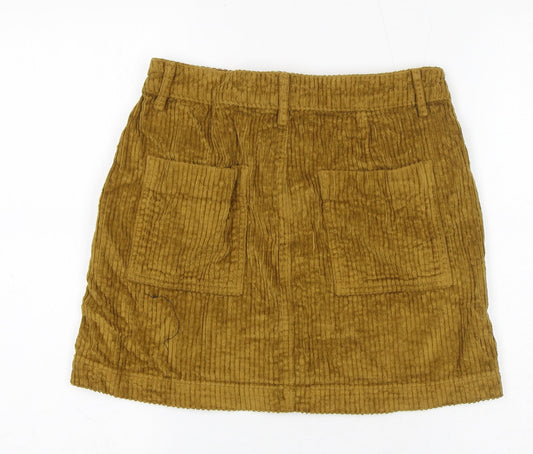 BDG Womens Yellow Cotton A-Line Skirt Size S Zip