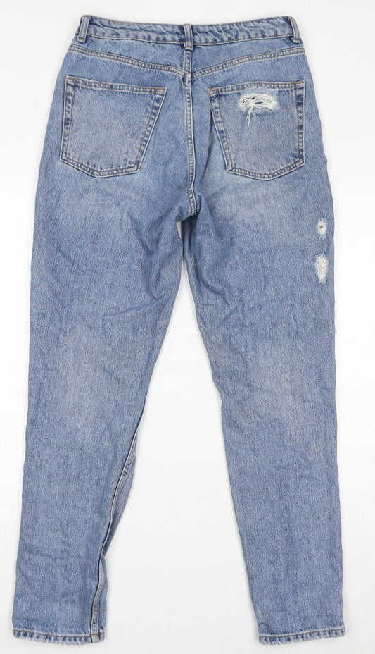 Topshop Womens Blue Cotton Mom Jeans Size 28 in L34 in Regular Zip