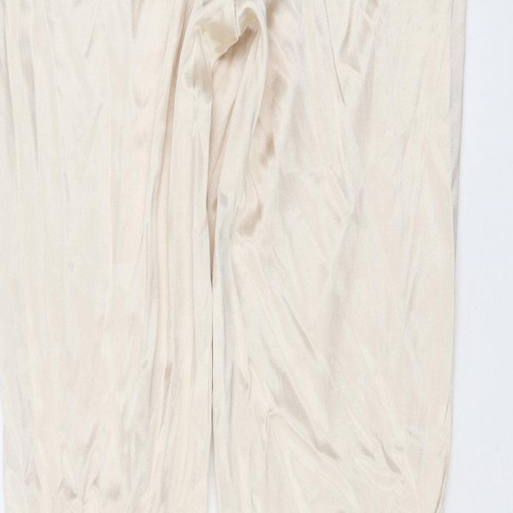 Womens UK Size M Zara Regular Fit Ivory Trousers