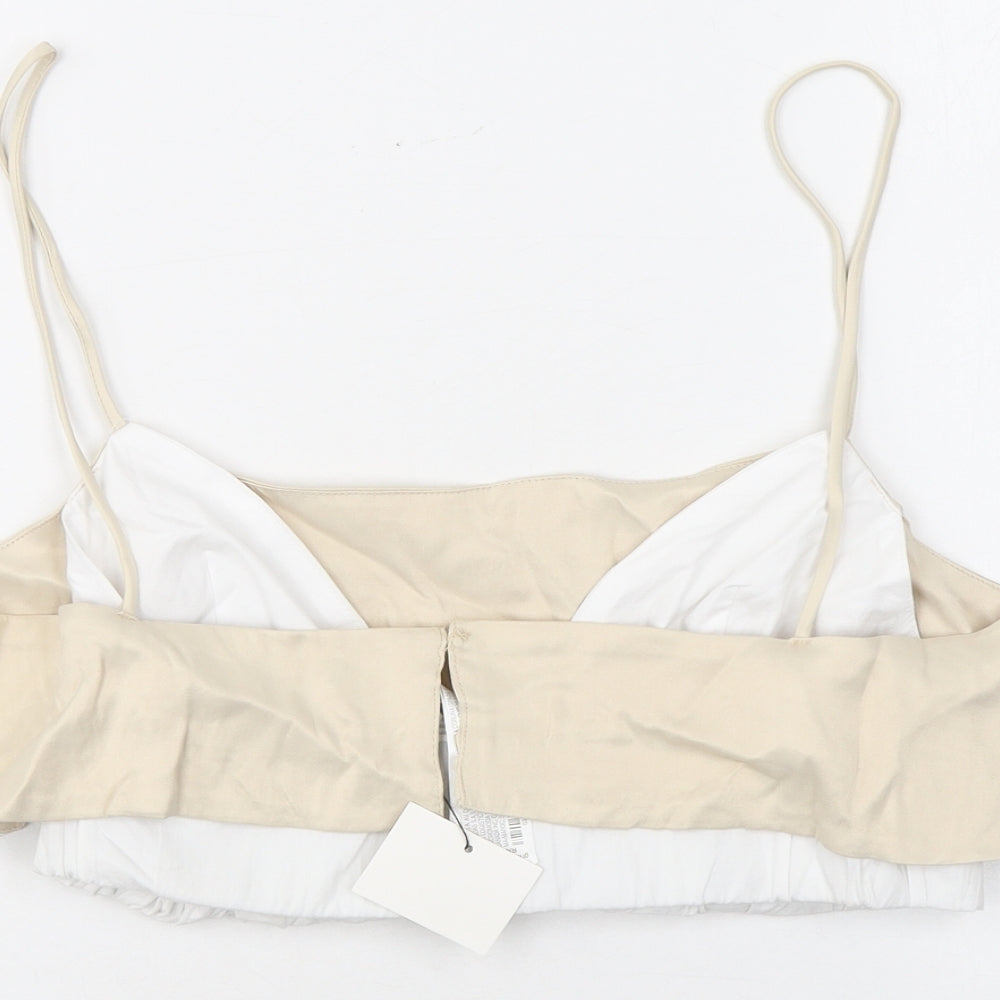 Womens UK Size S Zara Beige Cropped Tank