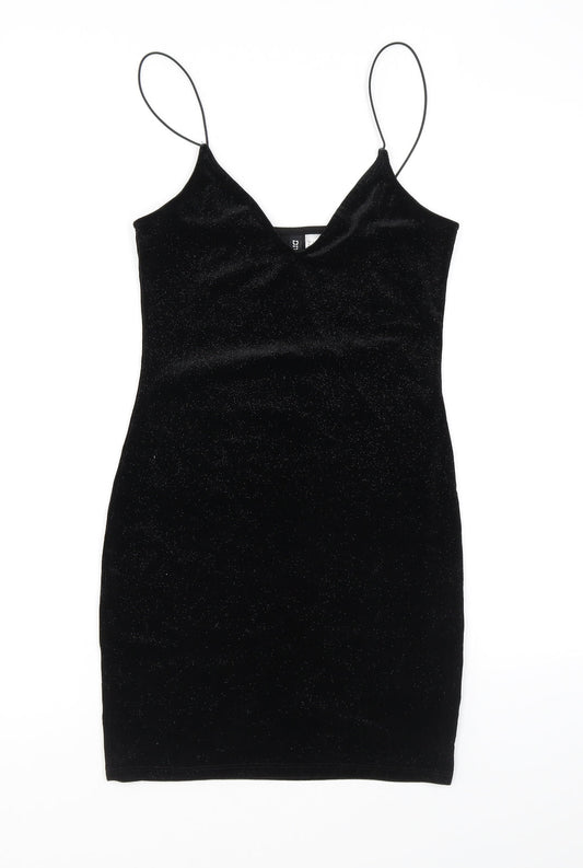 Divided by H&M Womens Black Polyester Bodycon Size S V-Neck Pullover - Sparkle