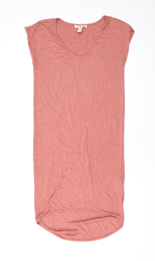 Forever 21 Womens Pink Rayon T-Shirt Dress Size M Scoop Neck Pullover