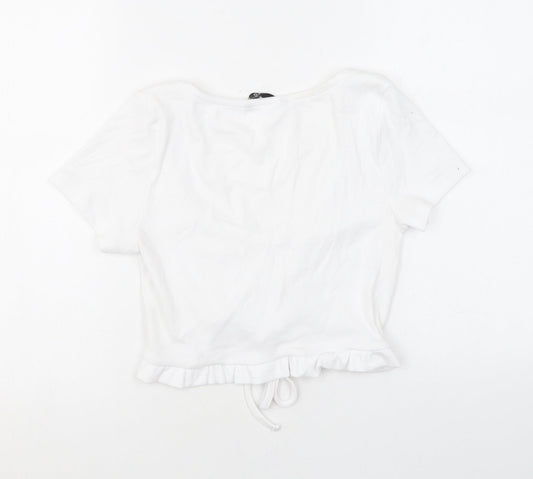 Womens UK Size M Dunnes Stores White Cropped T-Shirt
