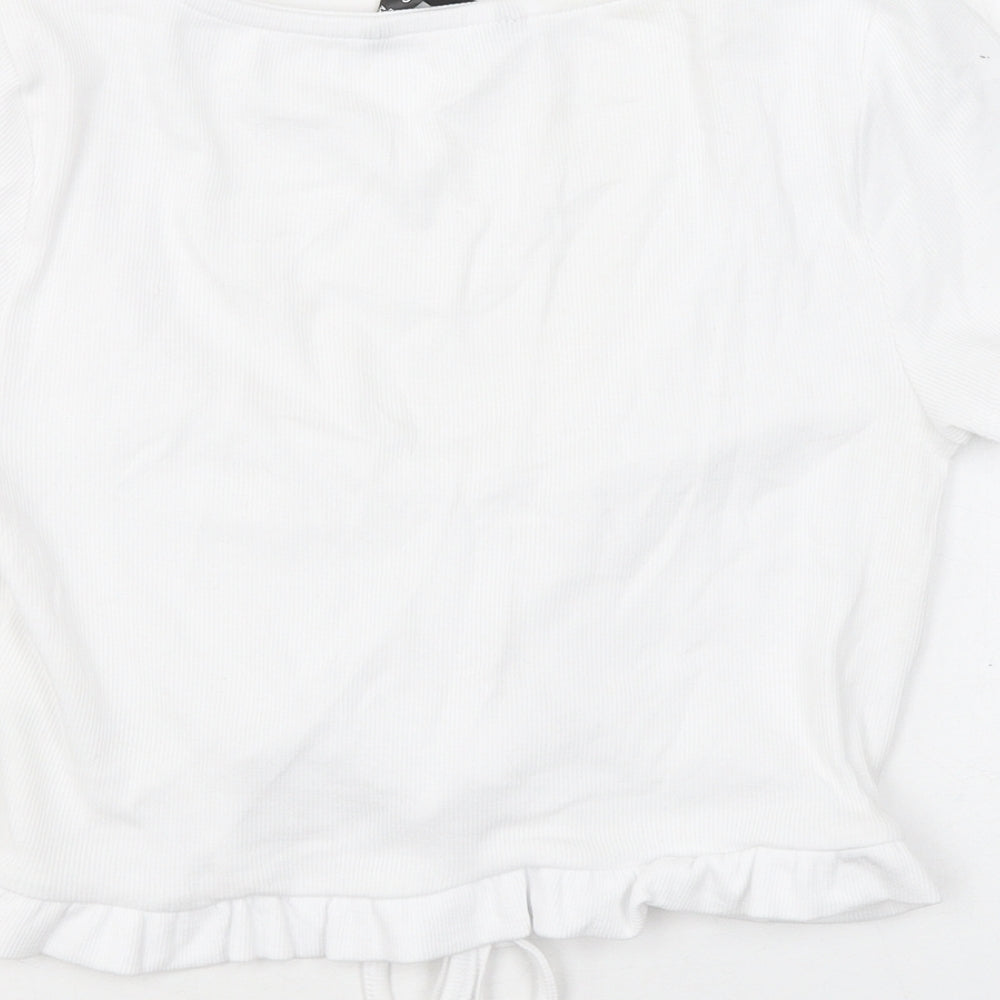 Womens UK Size M Dunnes Stores White Cropped T-Shirt