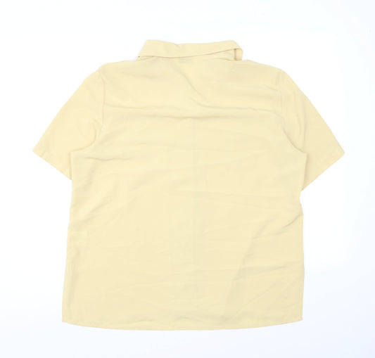 Berkertex Womens Yellow Polyester Basic Button-Up Size 16 Collared - Pockets