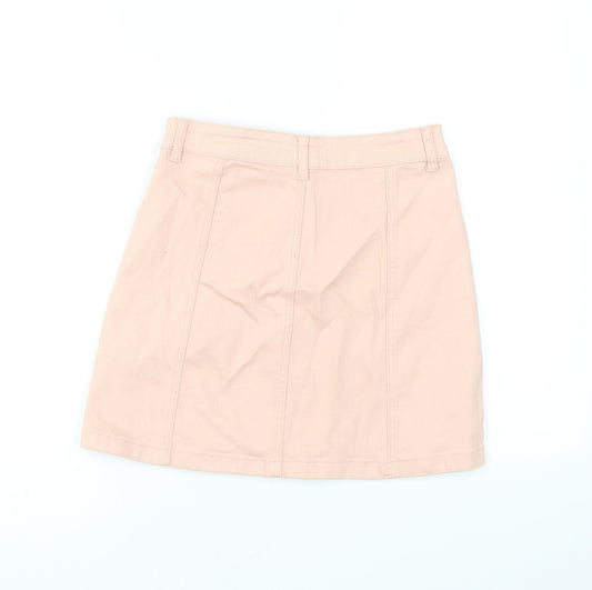 FOREVER 21 Womens Pink Cotton Mini Skirt Size S Button