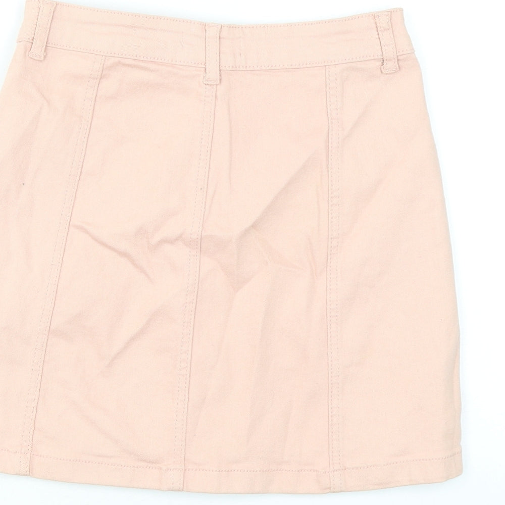 FOREVER 21 Womens Pink Cotton Mini Skirt Size S Button