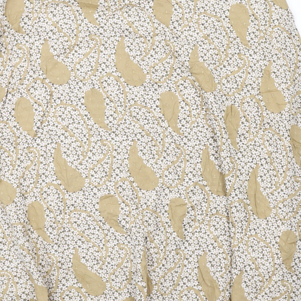 Marks and Spencer Womens Beige Floral Modal A-Line Skirt Size 18 Zip