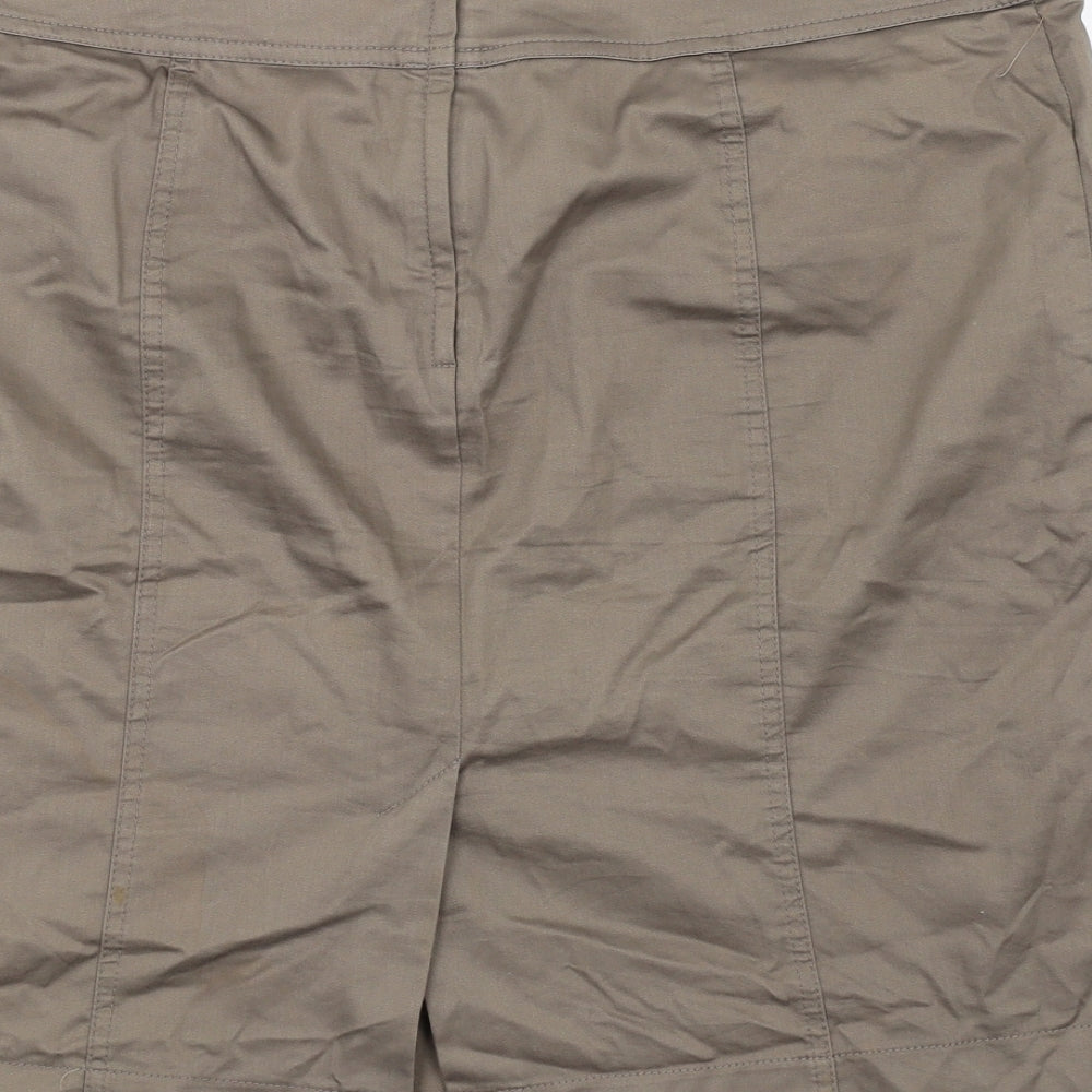 mH&M Womens Green Cotton Straight & Pencil Skirt Size 16 Zip