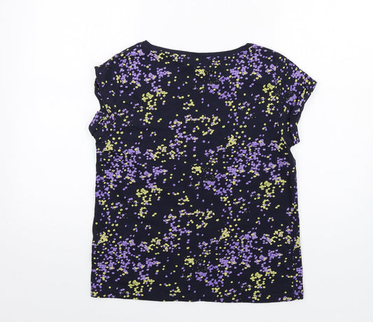 Esprit Womens Multicoloured Floral Cotton Basic T-Shirt Size S Round Neck