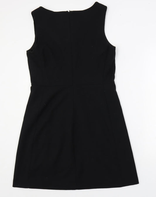 Gap Womens Black Polyester A-Line Size 14 V-Neck Zip