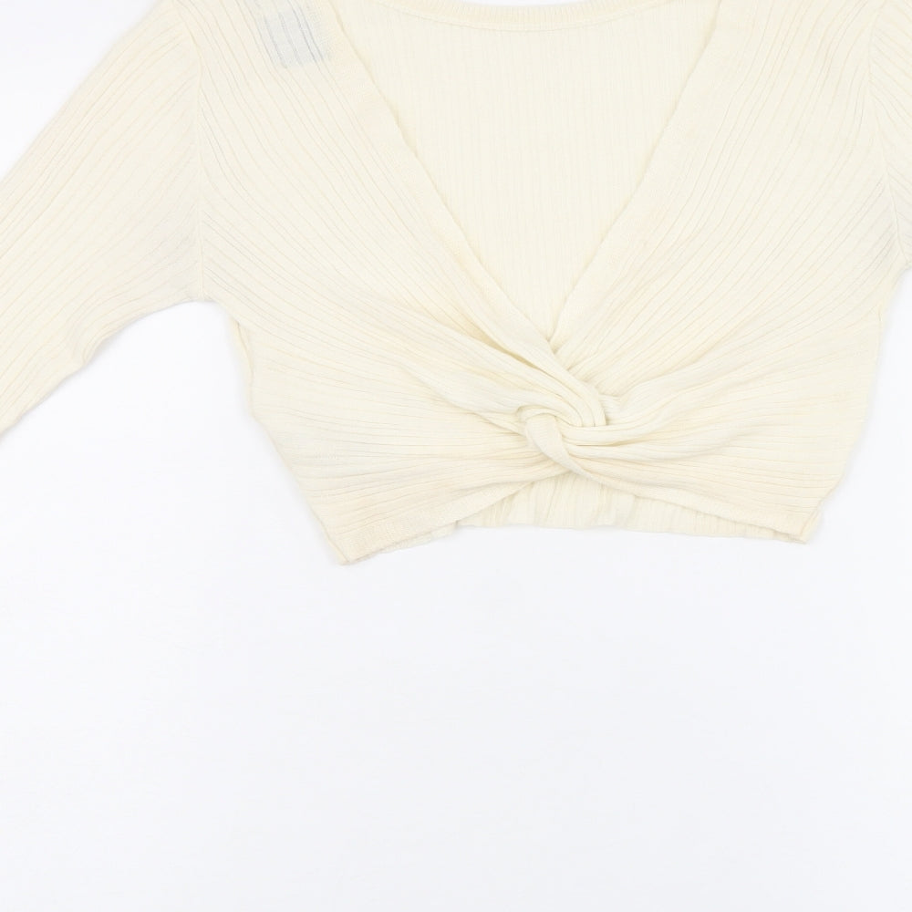 Womens UK Size 10 ASOS Beige Cropped T-Shirt