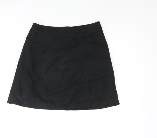 Divided by H&M Womens Black Polyester A-Line Skirt Size 6 Snap