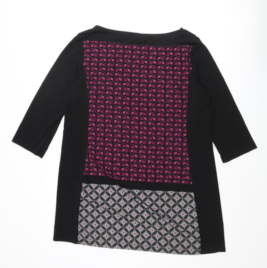 Klass Womens Black Polyester Mini Size XL Boat Neck Pullover - Geometric Print