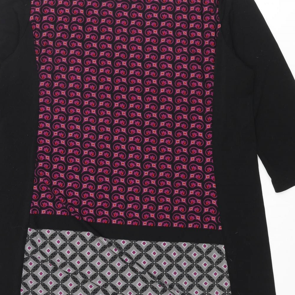 Klass Womens Black Polyester Mini Size XL Boat Neck Pullover - Geometric Print