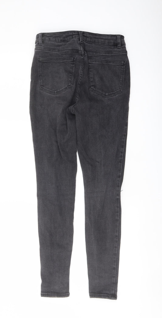 New Look Womens Grey Cotton Skinny Jeans Size 12 L28 in Regular Button