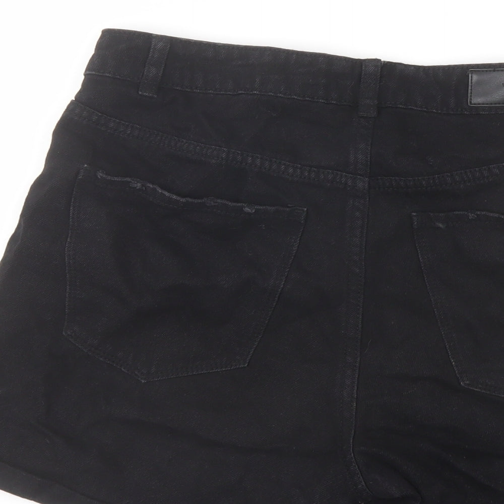 VERO MODA Womens Black Cotton Hot Pants Shorts Size M L5 in Regular Button