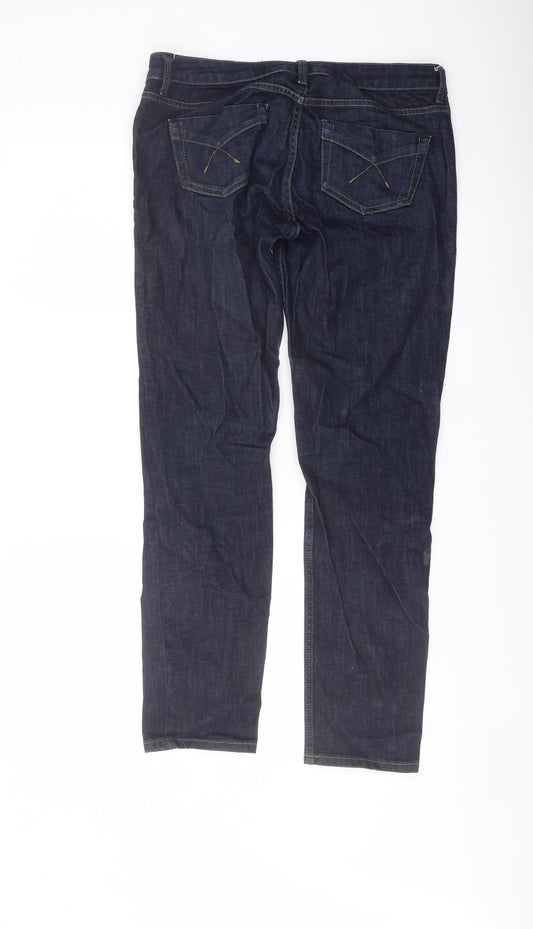 Topshop Womens Blue Cotton Straight Jeans Size 30 in L30 in Regular Button