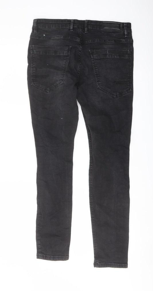 Mens UK Size 30 in RESERVED Regular Fit Straight Black Jeans
