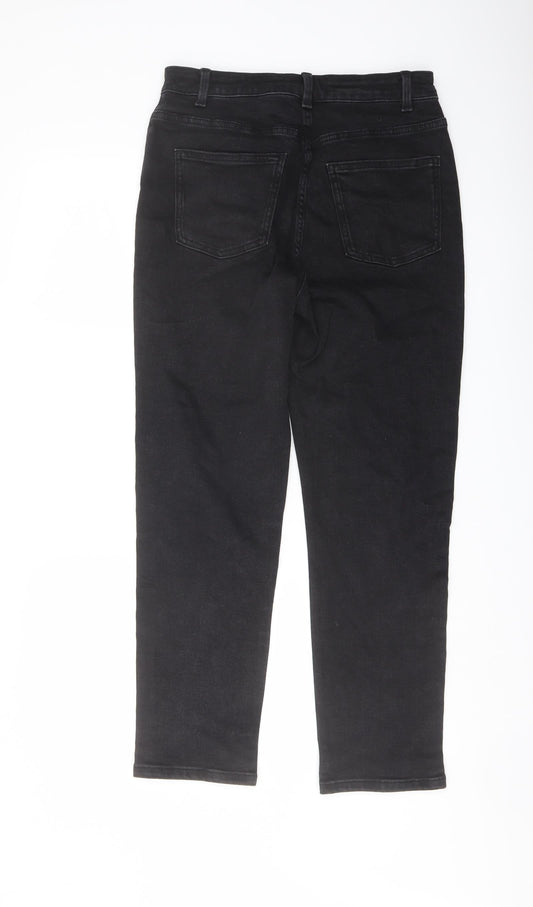 Denim & Co. Womens Black Cotton Mom Jeans Size 12 L27 in Regular Button
