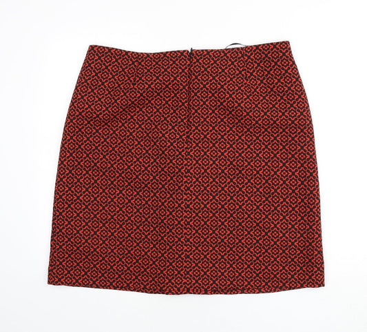 Phase Eight Womens Orange Geometric Polyester A-Line Skirt Size 18 Zip