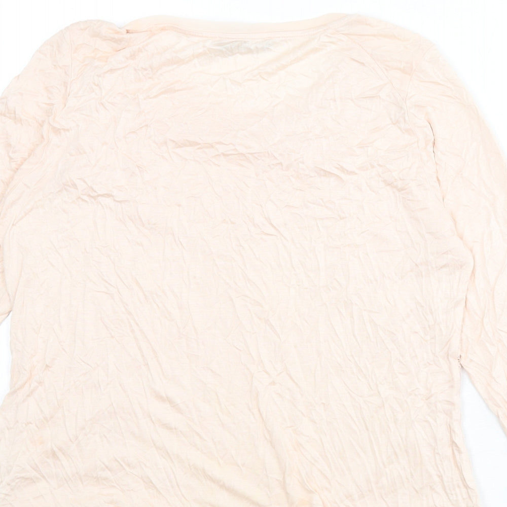 Autograph Womens Pink Floral Viscose Basic T-Shirt Size 14 Round Neck - Lace Overlay