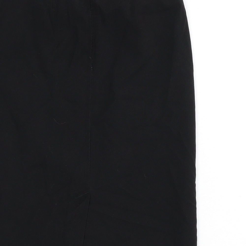 BHS Womens Black Polyester Straight & Pencil Skirt Size 12 Zip - Slit
