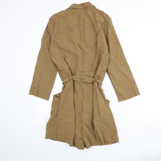 Only Womens Brown Viscose Romper One-Piece Size 8 L4 in Button - Belt Included