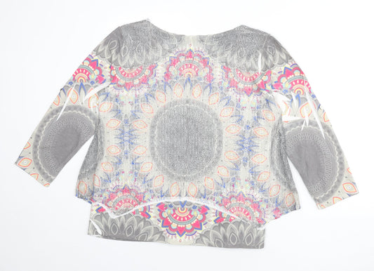 Apricot Womens Multicoloured Boat Neck Geometric Polyester Pullover Jumper Size M - Overlay