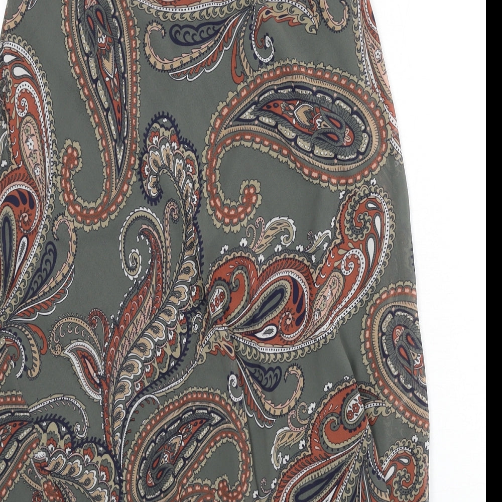Classic Womens Multicoloured Paisley Polyester Flare Skirt Size 8