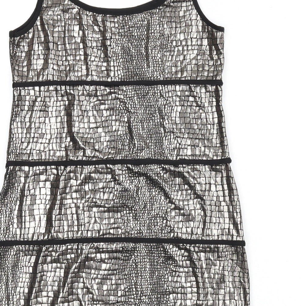Spicy Sugar Womens Gold Animal Print Polyester A-Line Size 12 Scoop Neck Pullover - Snake Skin Print